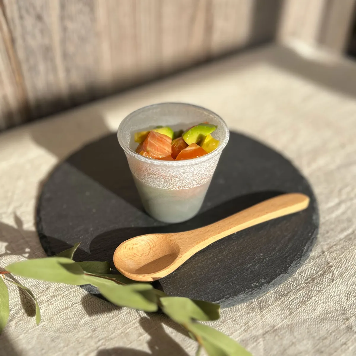 A small glass bowl on a tatami mat